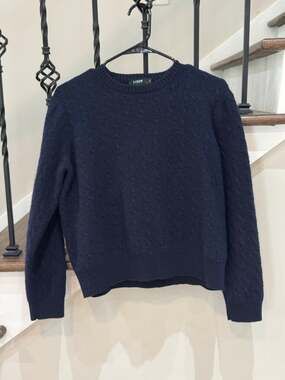 J.Crew Navy Blue Lambswool & Cashmere Cable-Knit Sweater – Size L